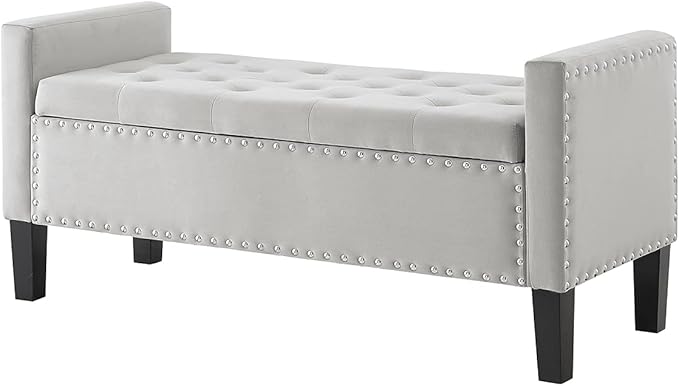 24KF Velvet Modern Upholstered Tufted Button Storage Bench - Image 4