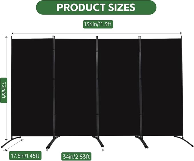 YASRKML Room Divider Folding Privacy Screens, Portable Room Divider Panel 4 - Image 5