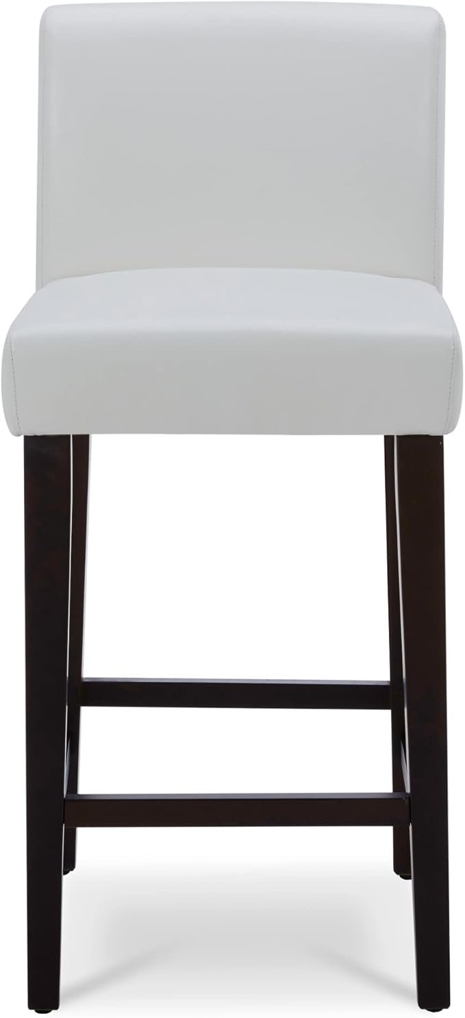 CHITA Counter Height Bar Stools Set of 2, PU Leather in White - Image 4