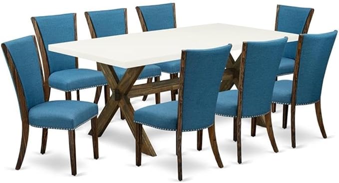 East West Furniture X727VE721-9 9 Piece Kitchen Table Set Includes a Rectangle by EastWestFurniture