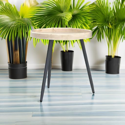 LITA Log Desktop Round Side End Table, Indoor Outdoor Wooden Tray Nightstand - Image 5
