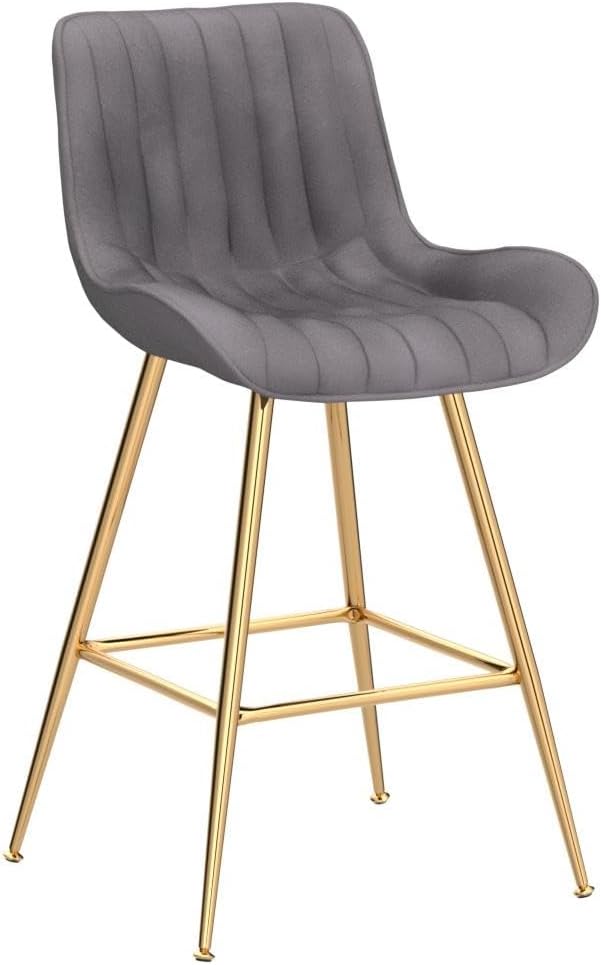 Sidanli Gold Bar Stools, 24” Velvet Barstools, Kitchen Chairs Set of 2 - Image 4