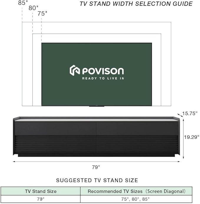 POVISON Fully-Assembled Mid Century TV Stand - Image 2
