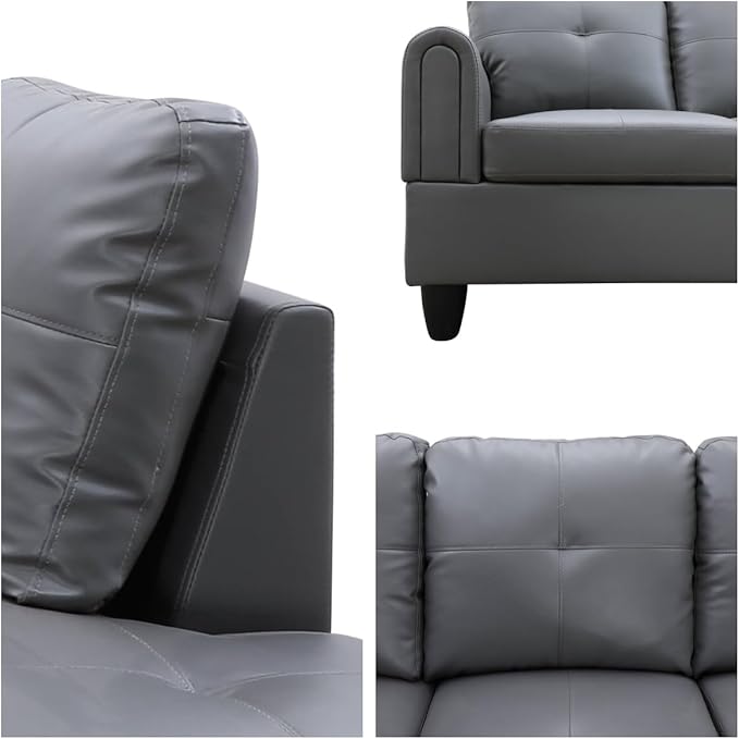 Convertible Leather Sectional Couch, Modern L Shaped Couch - Image 5