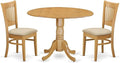East West Furniture DLVA3-OAK-C 3 Piece Dining Set Contains a Round Dining Room by EastWestFurniture