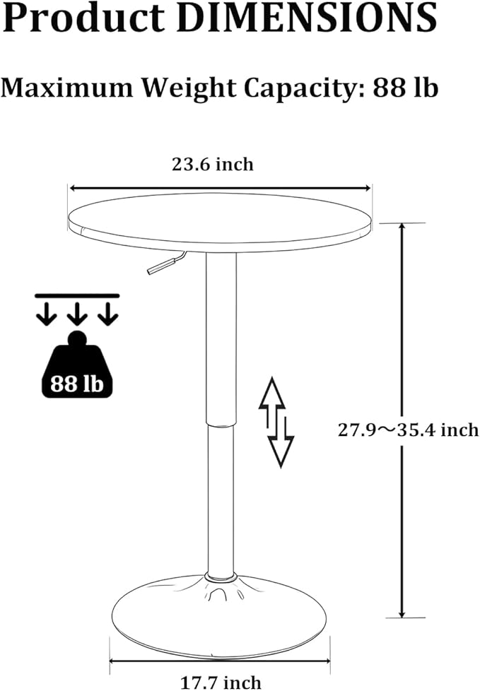 Gold Cocktail Tables Round Bar Table Height Adjustable 27.9''-35.4'' Pub Table - Image 3