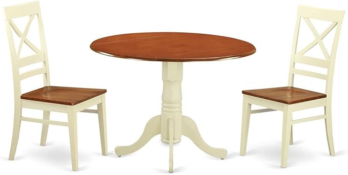 East West Furniture DLQU3-BMK-W 3 Piece Dining Room Furniture Set Contains a by EastWestFurniture