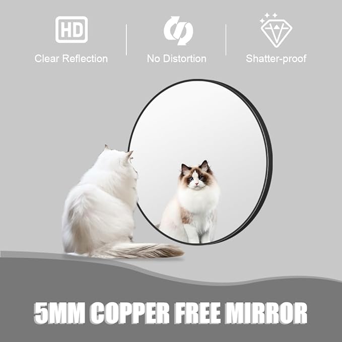 26inch Bathroom Round Mirror, Wall Mounted Vanity Mirror, Steel Frame, Steel - Image 3
