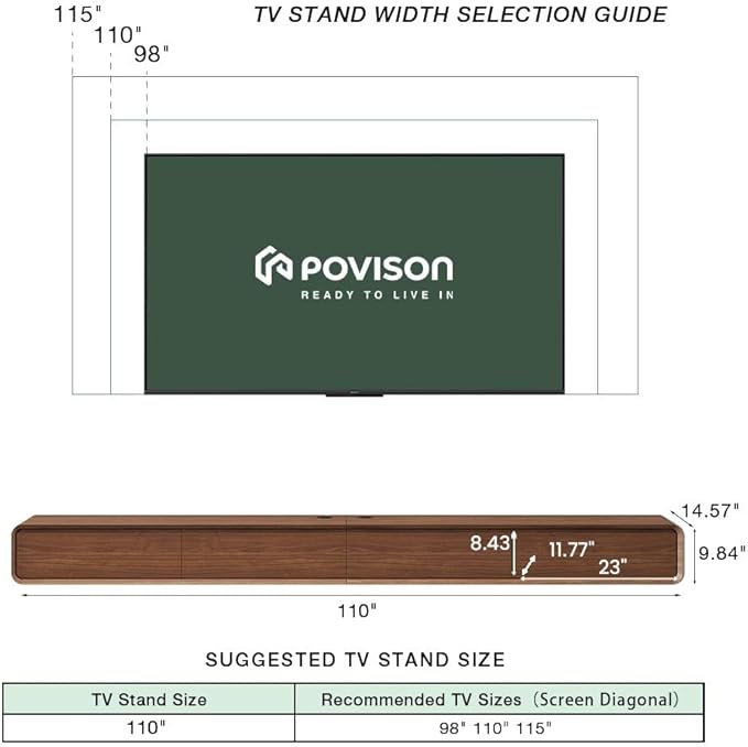 POVISON Fully-Assembled Minimalist Floating TV Stand, Modern Wall-Mounted - Image 6