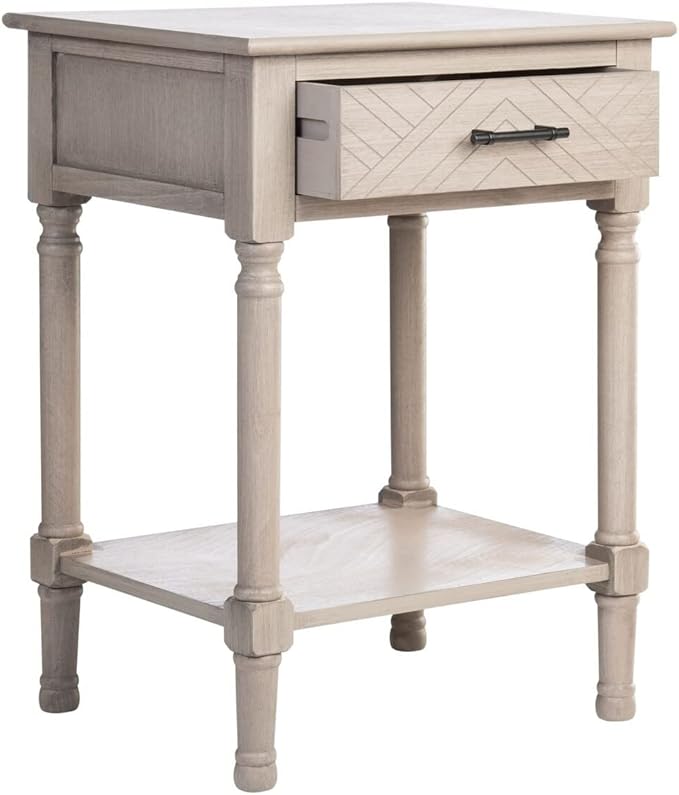 SAFAVIEH Home Collection Peyton Greige 1-Drawer Lower Shelf Accent Table - Image 4