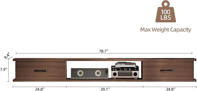 Floating TV Stand with 2 Doors, Floating TV Cabinet, Floating Console Shelf - Image 2
