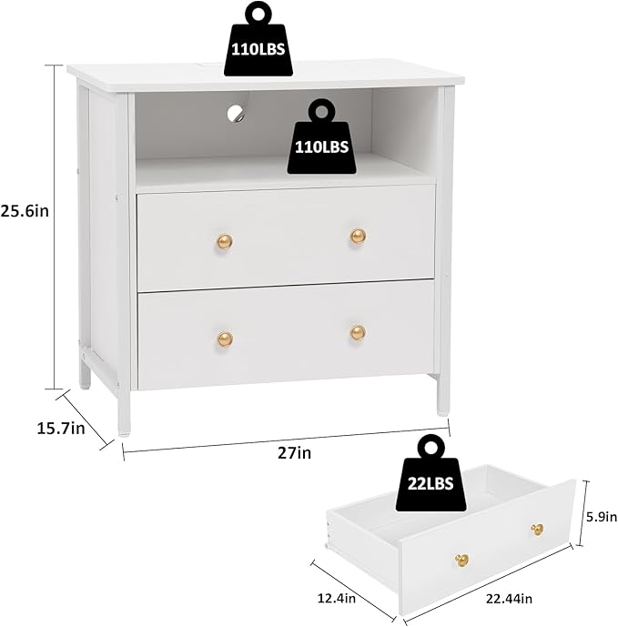 27 Inch Wide Night Stand, Large Wood Night Stand - Image 3