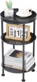 Small Round Side Table for Small Spaces, 3-Tier Round Accent Table Slim Side by Zexvida