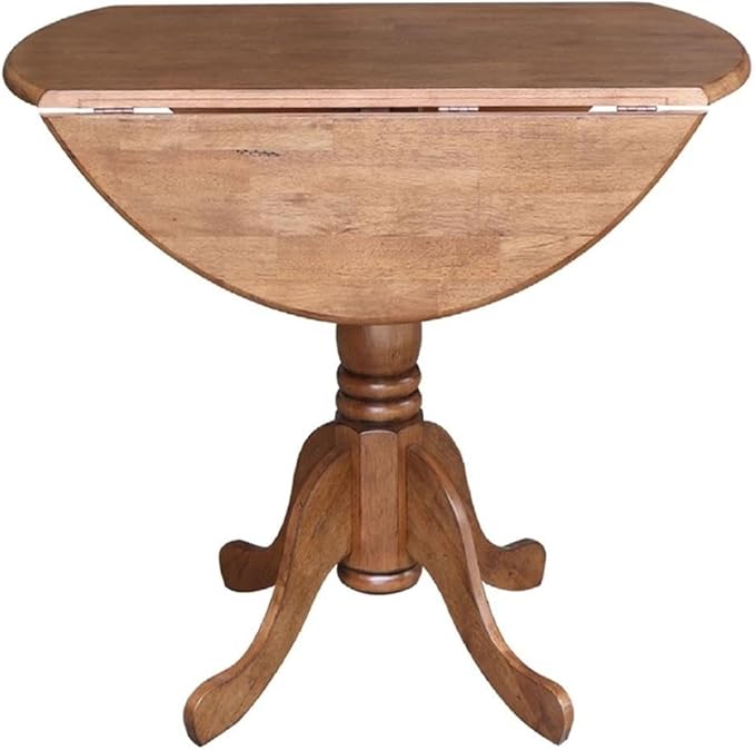 IC International Concepts 42-Inch Round Dual Drop Leaf Pedestal Dining Table - Image 4
