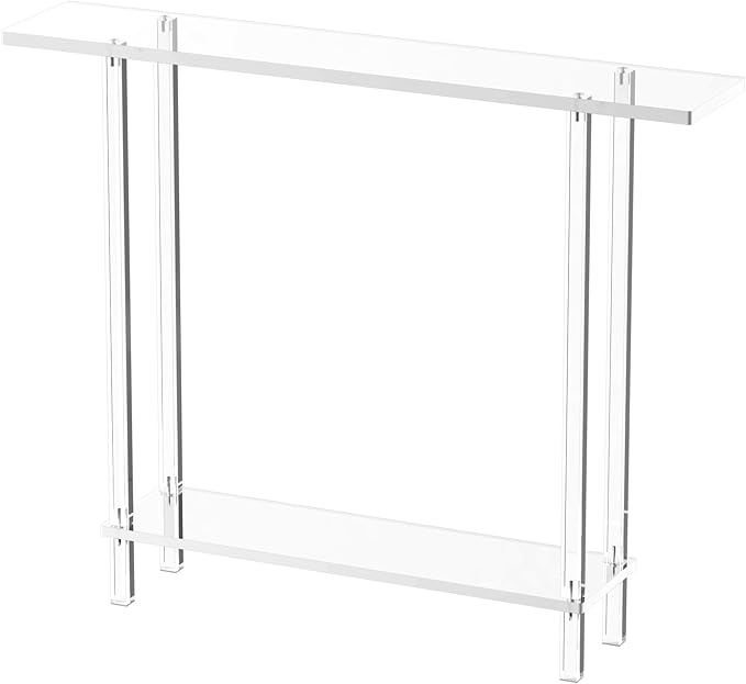 Acrylic Narrow Console Table for Entryway, 7.6" D x 39.4" W x 31.5" H, Square - Image 8