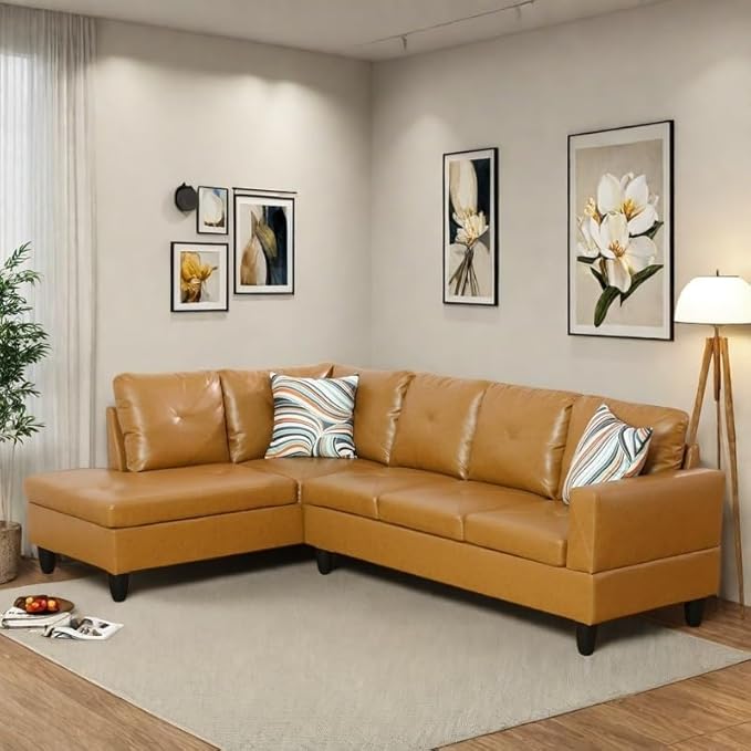 NAYSAYE L Shaped Couch, Leather Modular Sectional Couch - Image 4