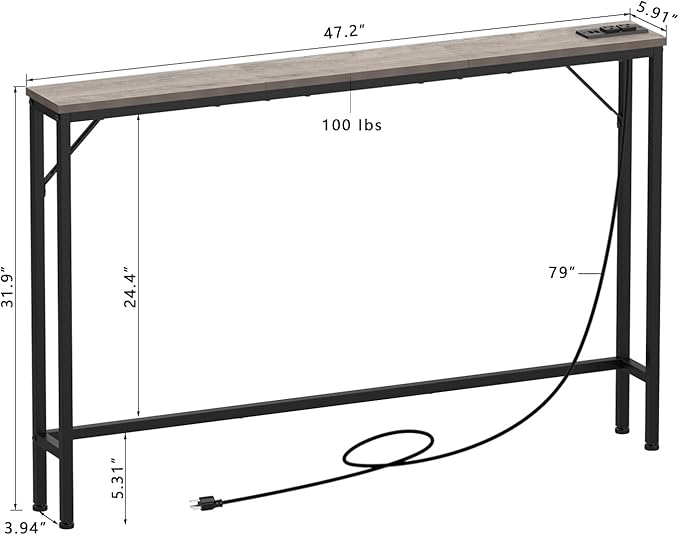 Tohomeor 5.9" Skinny Behind Sofa Console Table - Image 3