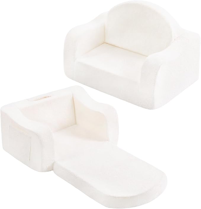 Welnow Kids Sofa, 2-in-1 Soft Sherpa Toddler Chair, Convertible Toddler Couch by LifeGetsBetterWithWelnow