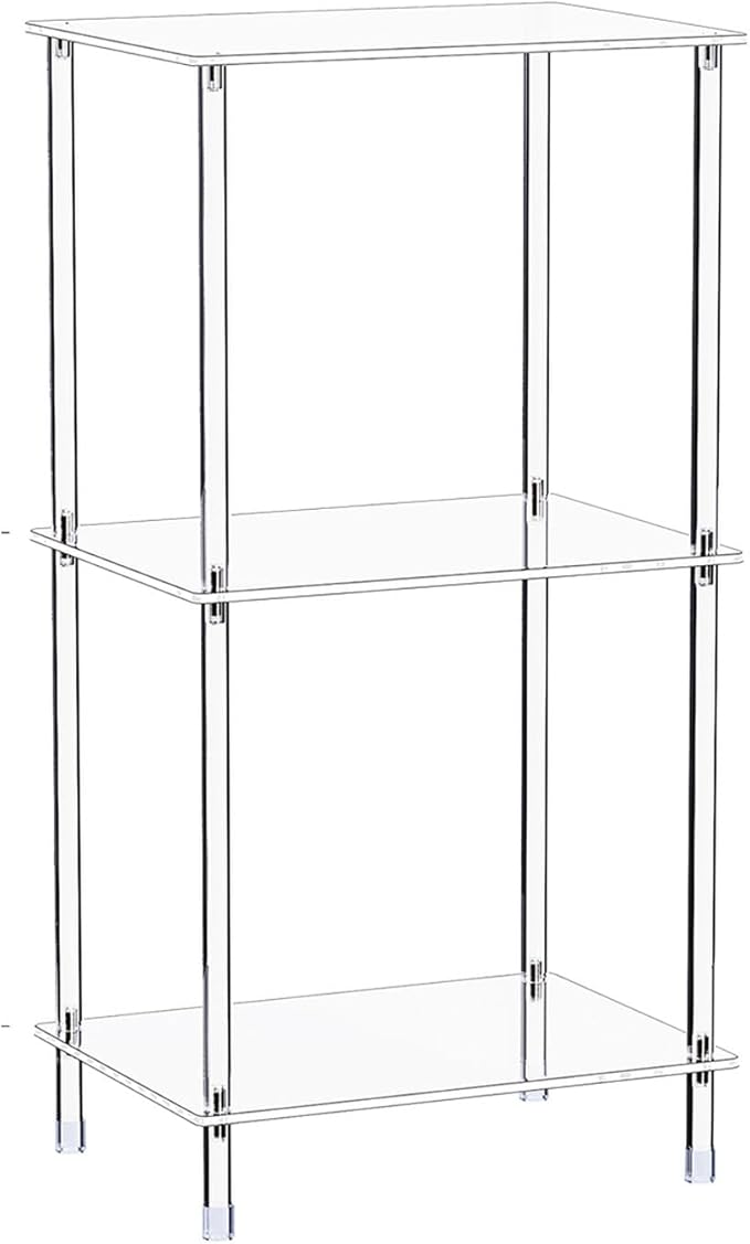 Clear Acrylic Side Table, 15.7" L x 11.8" W x 30.7" H, 3-Tier End Table - Image 7