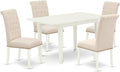 East West Furniture NOBR5-LWH-02 5 Piece Dining Table Set Includes a Rectangle by EastWestFurniture