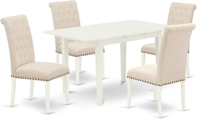 East West Furniture NOBR5-LWH-02 5 Piece Dining Table Set Includes a Rectangle by EastWestFurniture