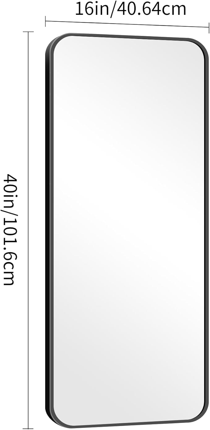 16" x 40"Bathroom Mirror, Matte Black Wall Mirror - Image 6