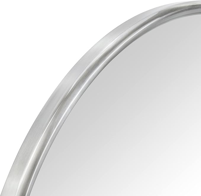 TEHOME Round Pivot Bathroom Mirror Brushed Nickel Circle Metal Framed Tilting - Image 4