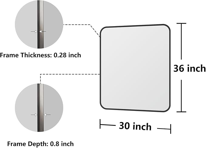Koonmi Bathroom Mirror, 30X36 Inch Black Metal Framed Mirror - Image 7