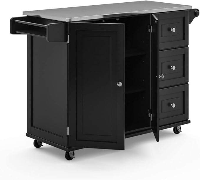Homestyles Dolly Madison Black Mobile Kitchen Island Cart - Image 13