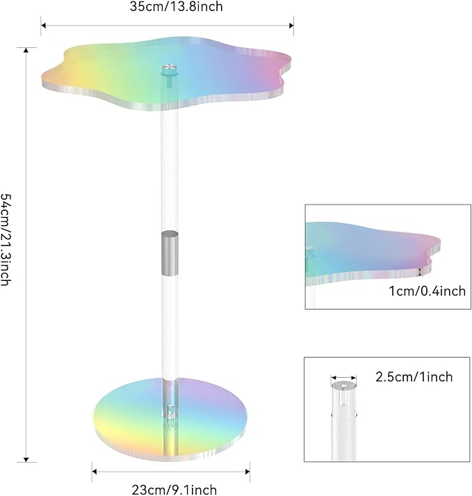 Clear Side Table Rainbow Small Acrylic End Tables 13.8 * 11.6 H: 21.3 Inch - Image 3