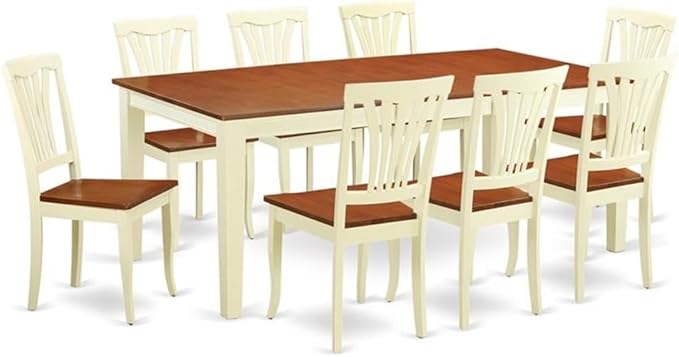 East West Furniture QUAV9-WHI-W 9 Piece Modern Dining Table Set Includes a by EastWestFurniture