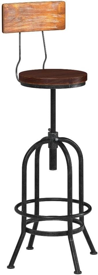 LOKKHAN Industrial Bar Stool-Adjustable Swivel Round Wood Metal Kitchen - Image 5