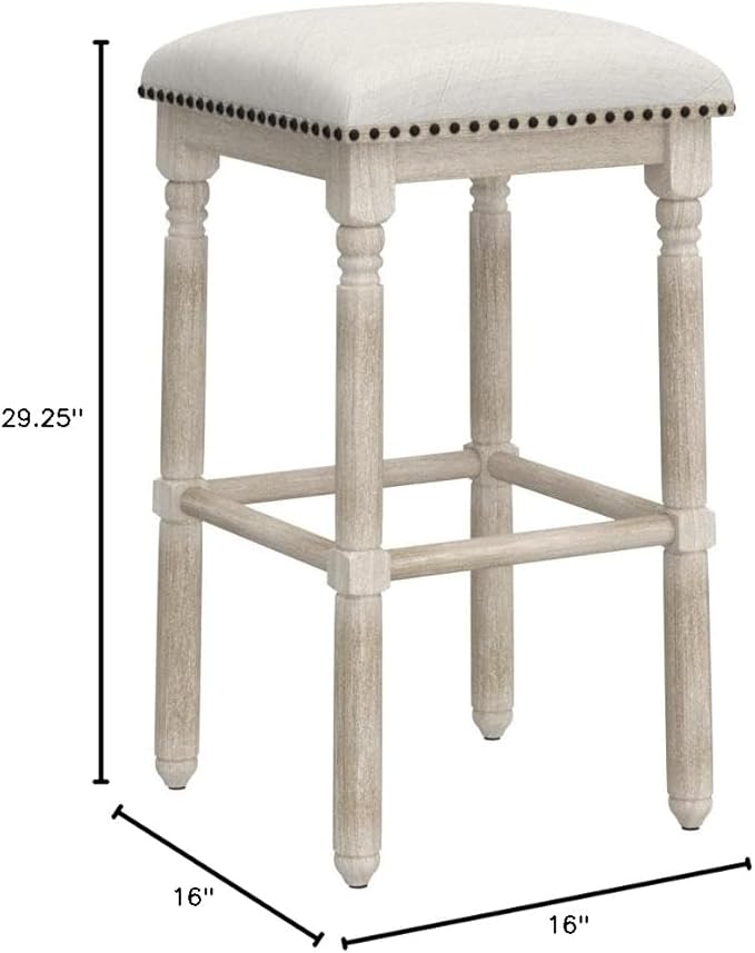 Roundhill Furniture Arnhem Wood Upholstered Swivel Bar Stools - Image 3