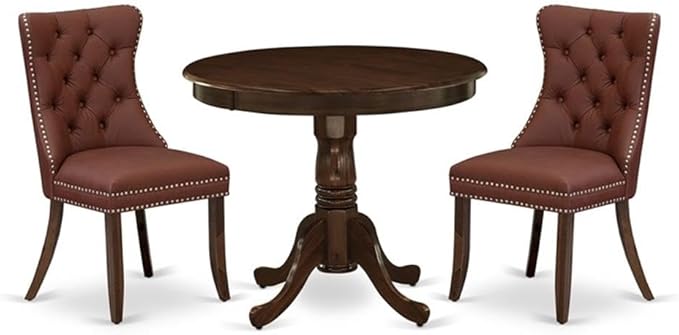 East West Furniture ANDA3-AWA-26 3 Piece Dining Set Includes a Round Kitchen by EastWestFurniture