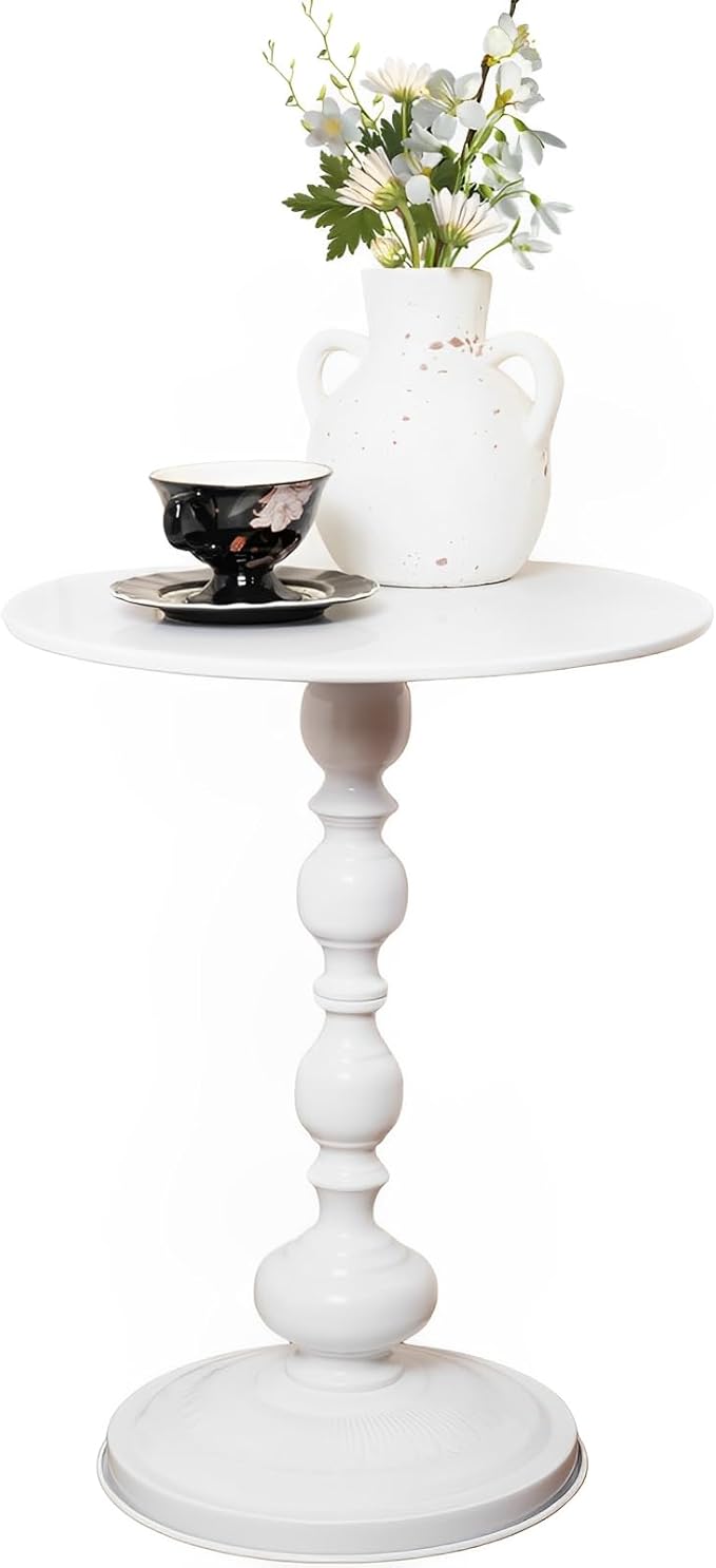 Side Table - 13.8" Round Small Accent Table - Elegant Matte-Finished End Tables by SJIE