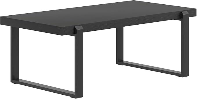 FOLUBAN Black Coffee Table, Modern Industrial Wood and Metal Center Table - Image 9