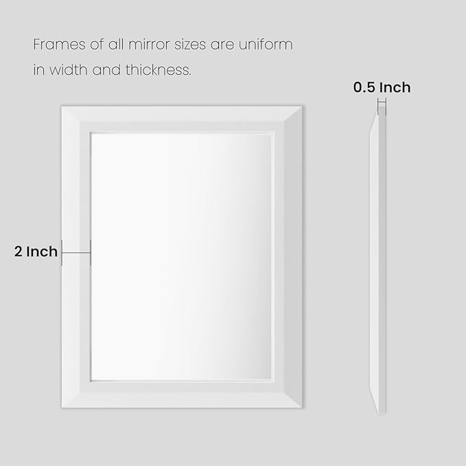 Amorho Bathroom Mirror, 60 X30 Inch White Thick Metal Framed Wall Mirrors - Image 7