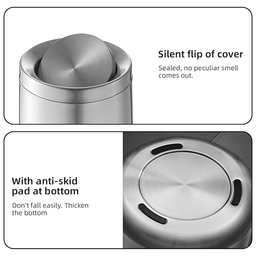 2.6Gallen Brushed Nickel Bathroom Trash Can - Image 5