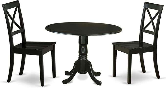 East West Furniture DLBO3-BLK-W 3 Piece Dining Table Set by EastWestFurniture