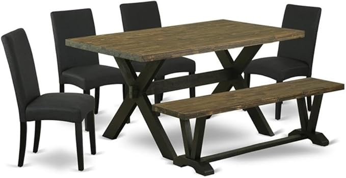 East West Furniture X676DR124-6 6 Piece Kitchen Table Set Contains a Rectangle by EastWestFurniture