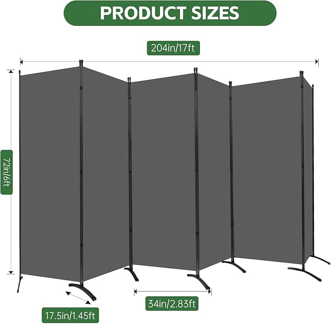 YASRKML Room Divider Folding Privacy Screens, Portable Room Divider Panel 6 - Image 5