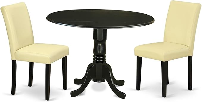 East West Furniture DLAB3-BLK-73 3 Piece Kitchen Table Set Contains a Round by EastWestFurniture