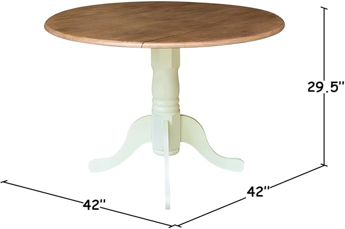 IC International Concepts 42" Round Dual Drop Leaf Pedestal Dining Table - Image 2