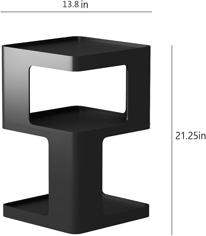 Black Side Table, Modern Nightstand Metal End Table - Image 2