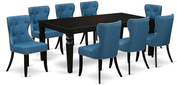 East West Furniture LGSI9-BLK-21 9 Piece Dining Table Set Includes a Rectangle by EastWestFurniture