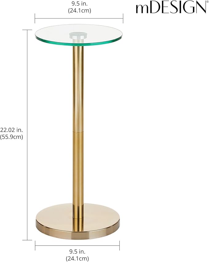 mDesign Glass Top Side/End Drink Table - Image 3
