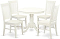 East West Furniture ANWE5-LWH-W 5 Piece Dining Room Table Set Includes a Round by EastWestFurniture