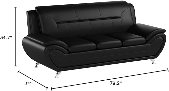 Container Furniture Direct Michael Modern Faux Leather Upholstered Stainless - Image 2