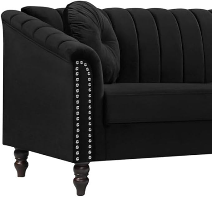 60" Loveseat Sofa, Microfiber Chesterfield Upholstered Sofas Love Seat - Image 6