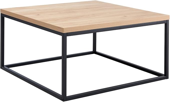 CENSI 30"x30" Natural Oak Accent Coffee Table Ottoman - Image 8